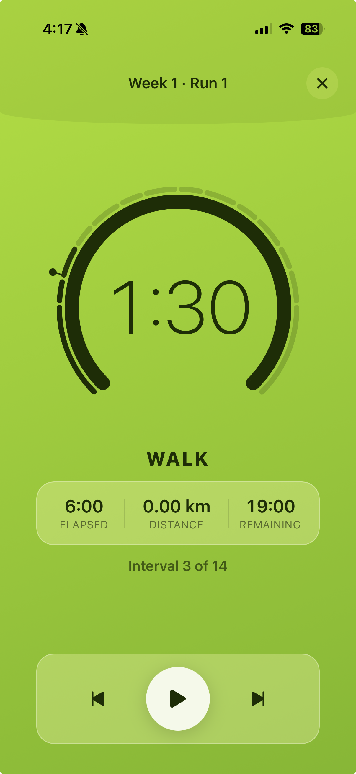 Audio coach guidance during a run