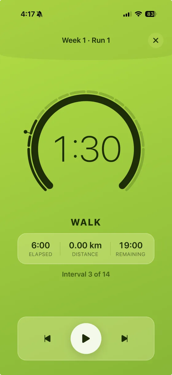 Audio coach guidance during a run